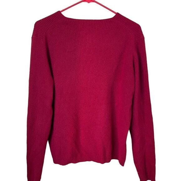 A. Giannetti Red 100% Cashmere V Neck Sweater Size L/XL - Picture 9 of 10